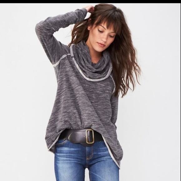Free People Beach Heathered Tan Cowl Neck Lightweight Sweater OSFM - Picture 1 of 6